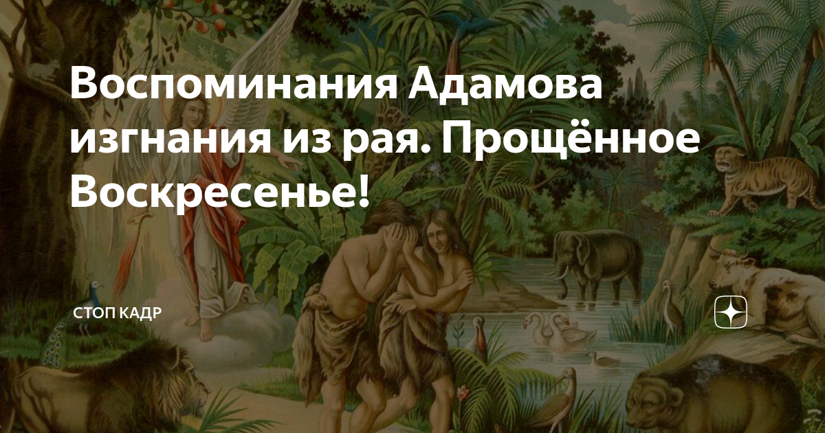 Воспоминание адамова изгнания прощеное воскресенье. Воспоминание Адамова изгнания.