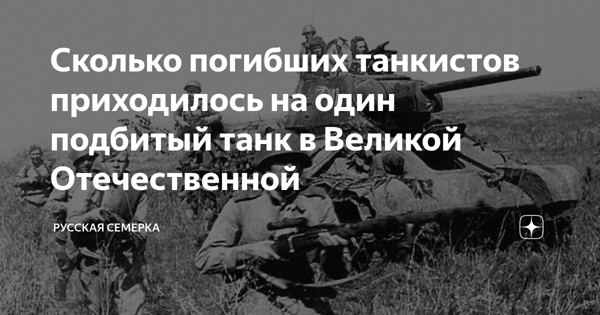 Сколько погибших танкистов приходилось на один подбитый танк в Великой ...