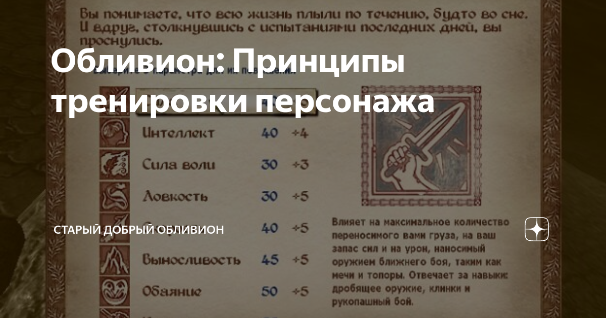 Обливион: Принципы тренировки персонажа | Старый добрый Обливион | Дзен