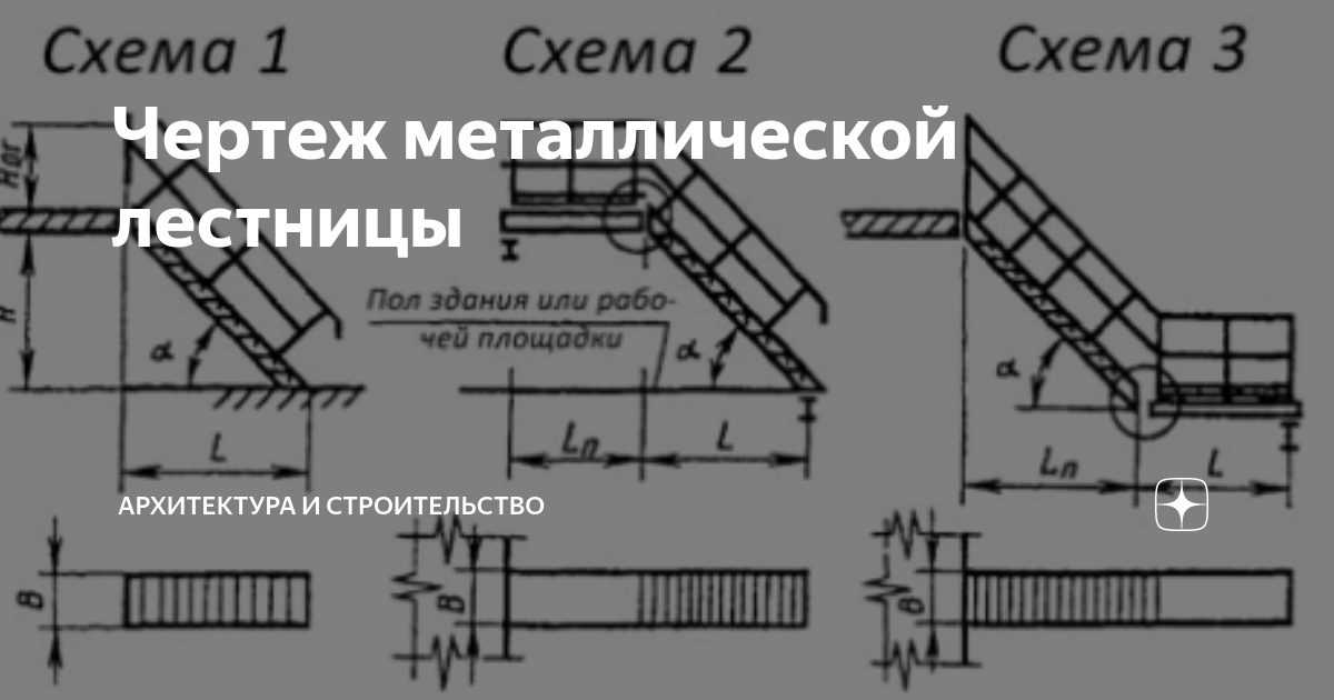 Чертеж металлической лестницы