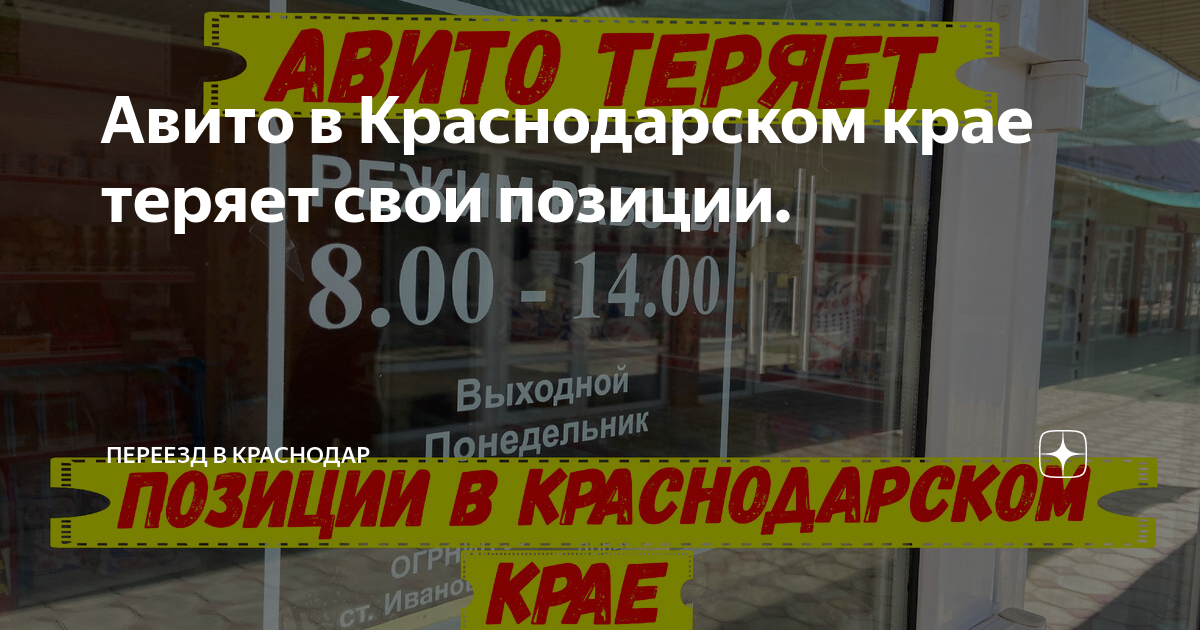 Авито в Краснодарском крае теряет свои позиции | Переезд в Краснодар