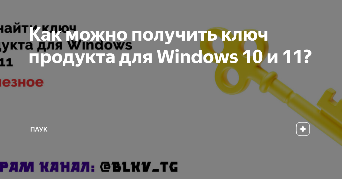Как можно получить ключ продукта для Windows 10 и 11? | ПАУК | Дзен