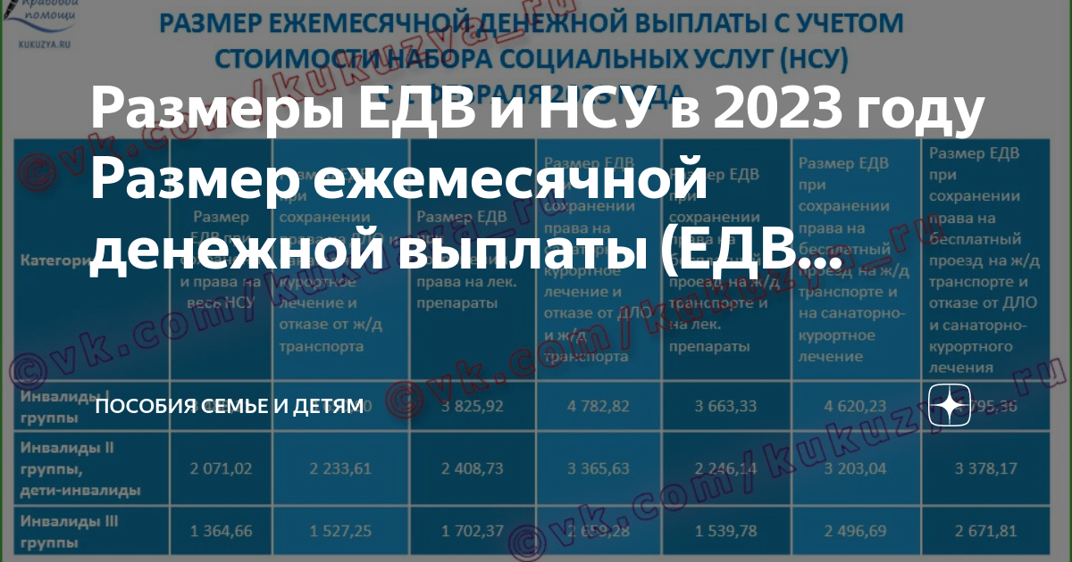 Выплаты инвалидам в 2025. Набор социальных услуг НСУ. ЕДВ И НСУ это одно и тоже или нет