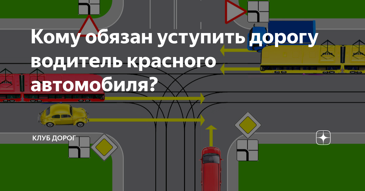 Клуб дорог кому обязан уступить дорогу водитель красного автомобиля