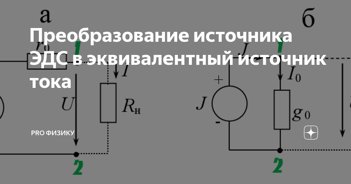 Преобразование источника ЭДС в эквивалентный источник тока ...
