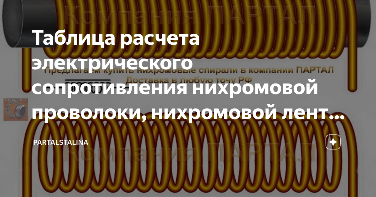 Таблица расчета электрического сопротивления нихромовой проволоки ...