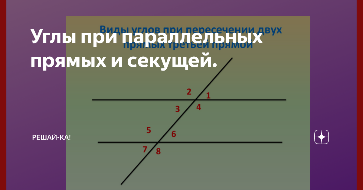 Углы при параллельных прямых и секущей задачи на готовых чертежах - справочник M