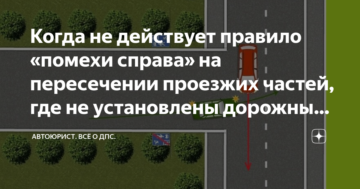 Когда не действует правило «помехи справа» на пересечении проезжих ...