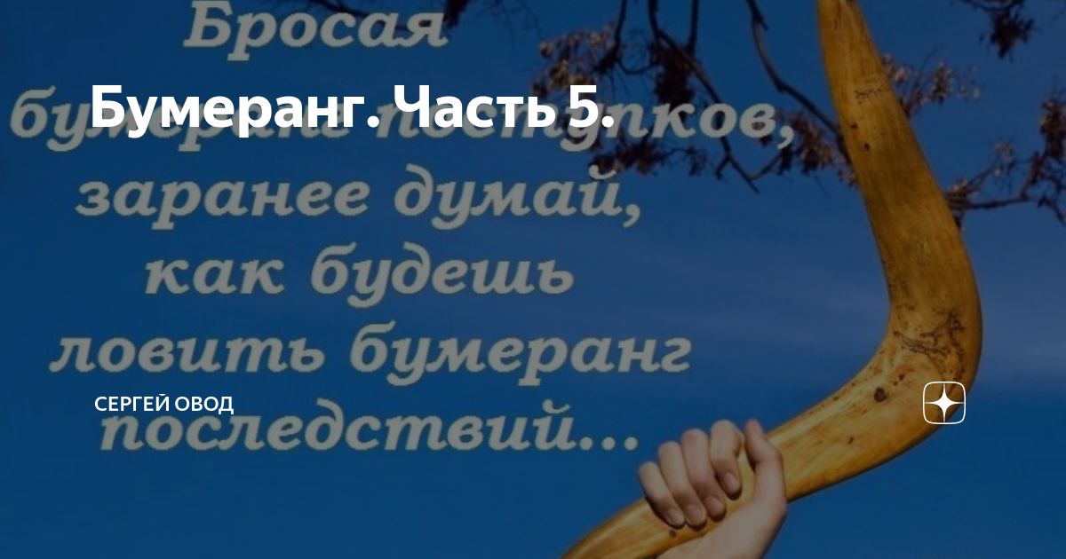 Бумеранг. Часть 5. | Сергей Овод | Дзен