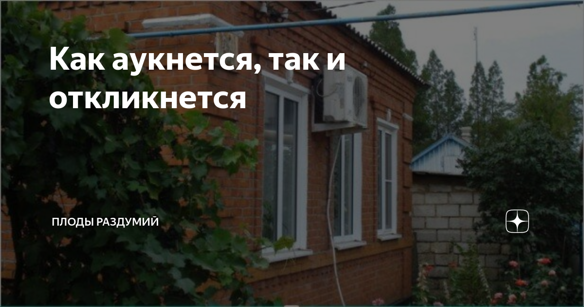 Как аукнется, так и откликнется | Плоды раздумий | Дзен