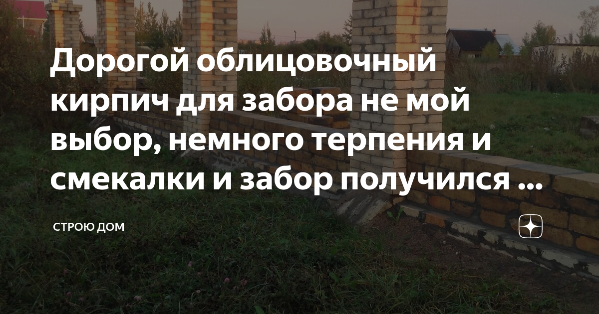 Дорогой облицовочный кирпич для забора не мой выбор, немного терпения и ...