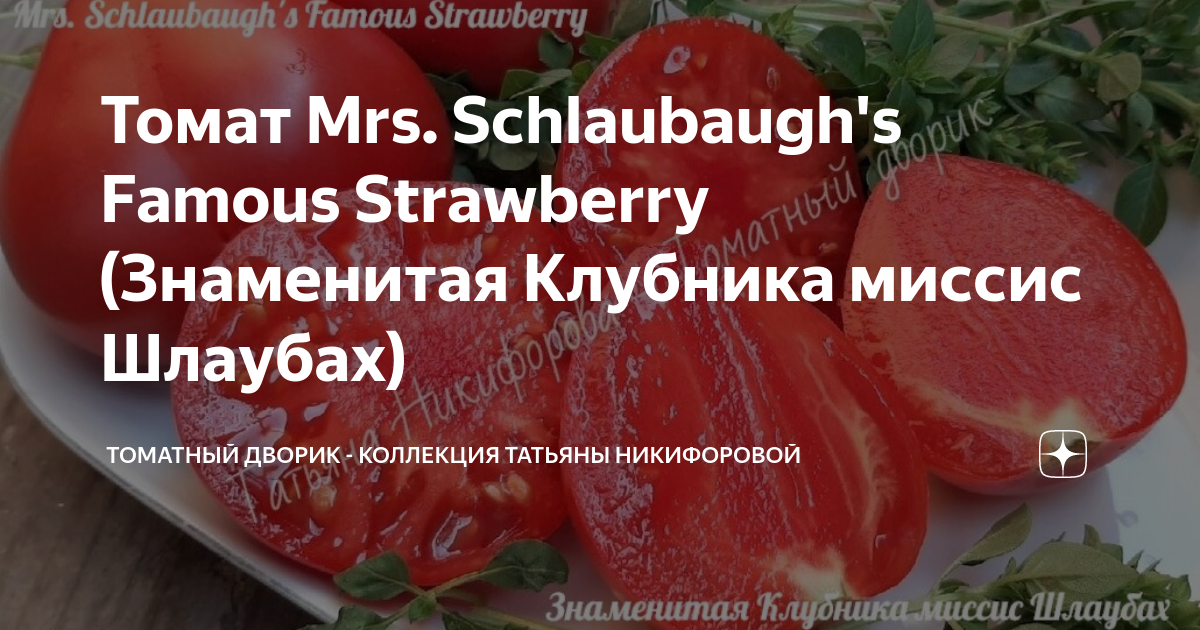 Томат Mrs. Schlaubaugh's Famous Strawberry (Знаменитая Клубника миссис ...