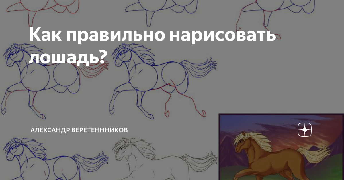 Как нарисовать лошадь карандашом — 4 поэтапных урока для начинающих