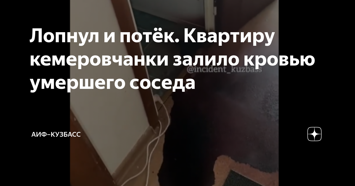 Лопнул и потёк. Квартиру кемеровчанки залило кровью умершего соседа ...