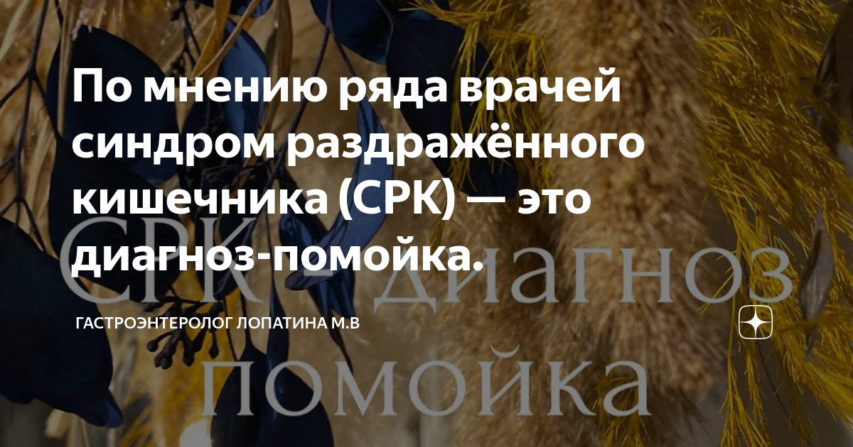 По мнению ряда врачей синдром раздражённого кишечника (СРК) — это ...