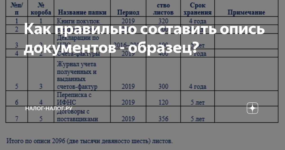 Как сделать опись документов