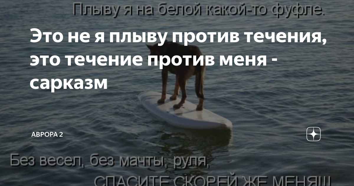 Это не я плыву против течения, это течение против меня - сарказм ...