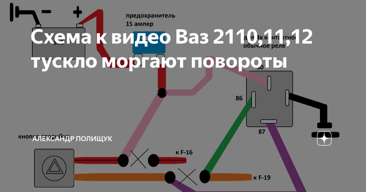 Схема поворотников ваз 2110