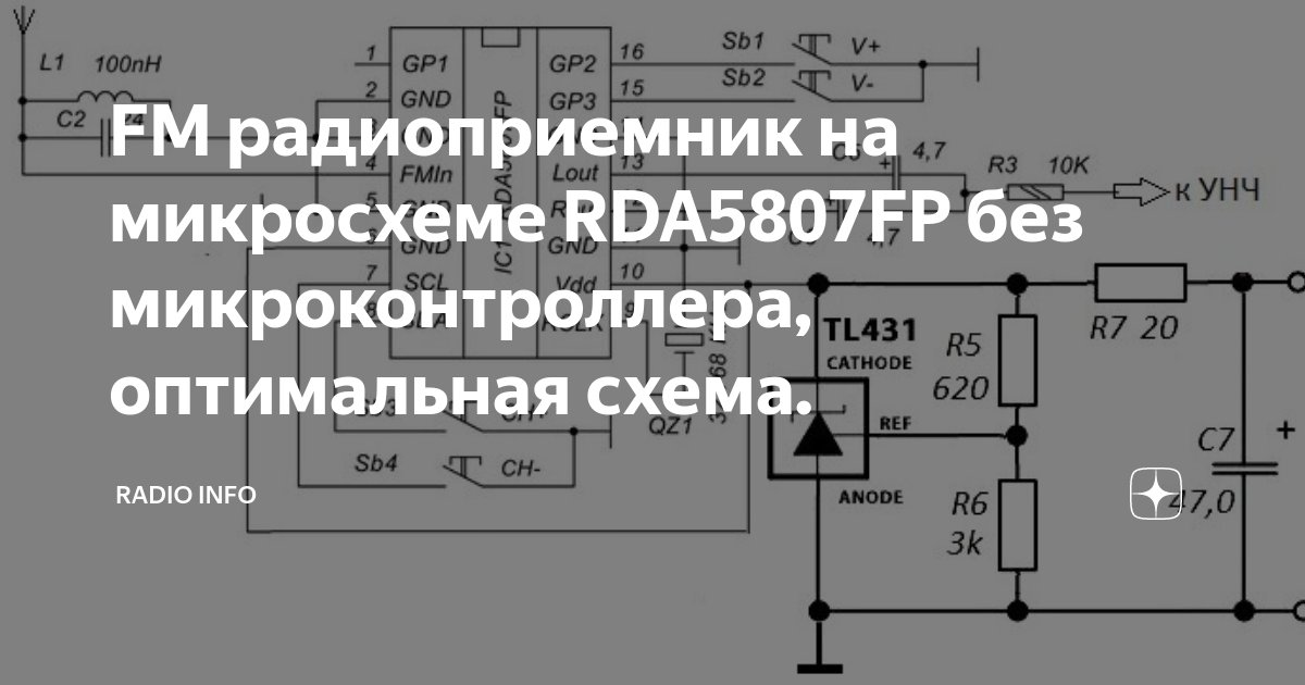 FM радиоприемник на микросхеме RDA5807FP без микроконтроллера ...