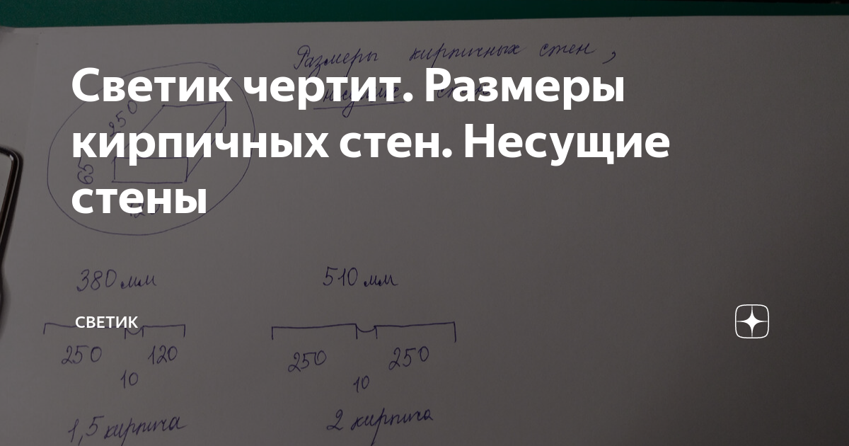 Светик чертит. Размеры кирпичных стен. Несущие стены | Светик | Дзен