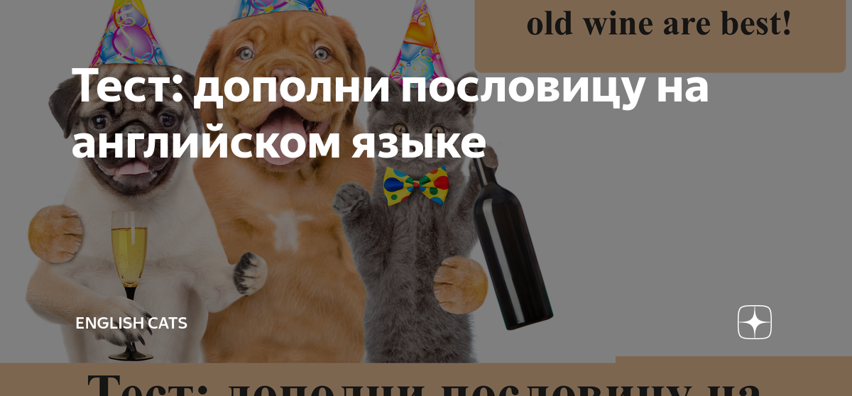 Тест: дополни пословицу на английском языке | English Cats | Дзен