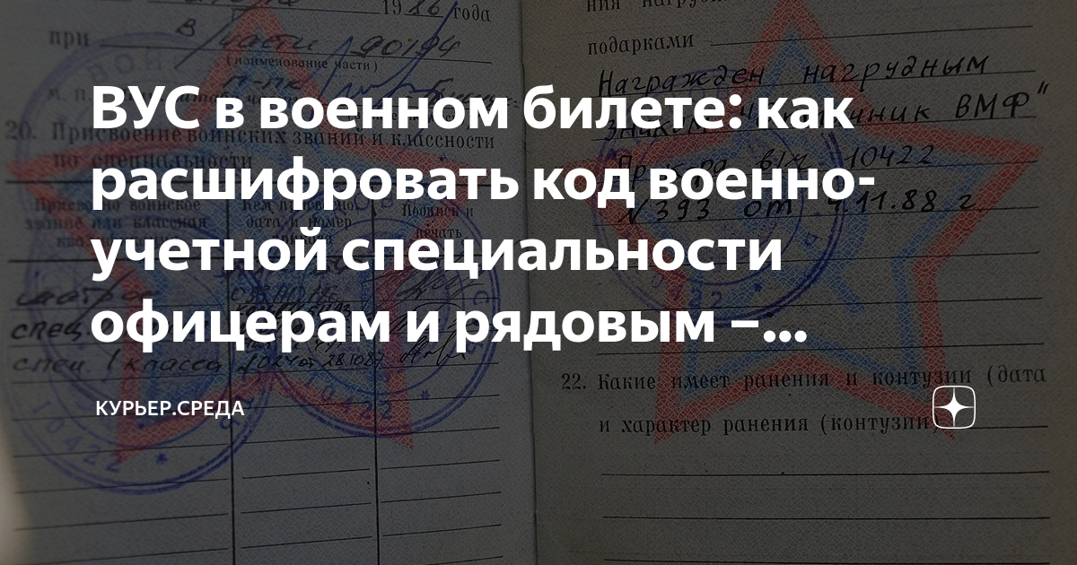 ВУС в военном билете: как расшифровать код военно-учетной специальности ...