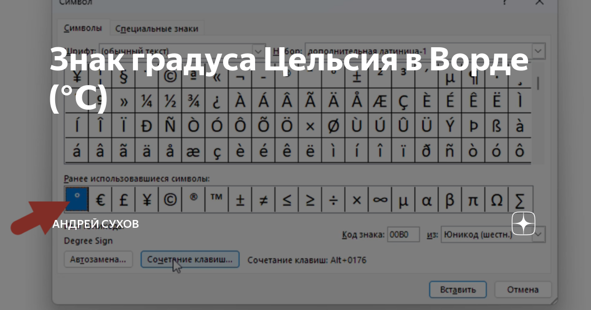 Как на клавиатуре поставить градусы цельсия