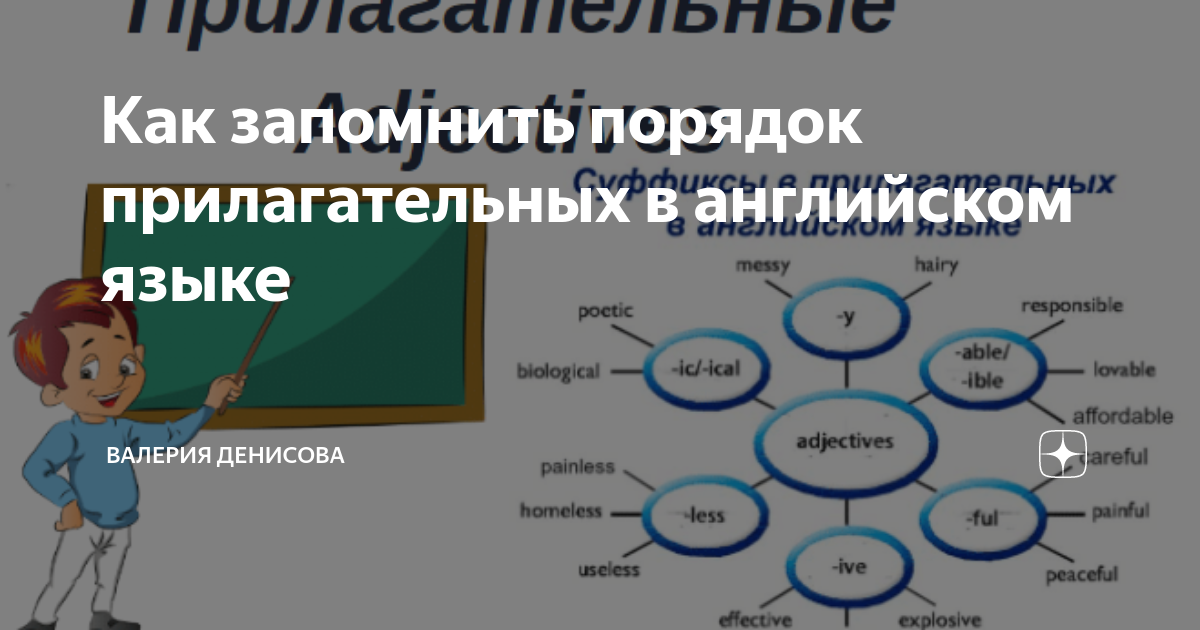 Как запомнить порядок прилагательных в английском языке Валерия Денисова Дзен