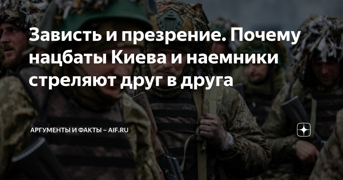 Зависть и презрение. Почему нацбаты Киева и наемники стреляют друг в ...