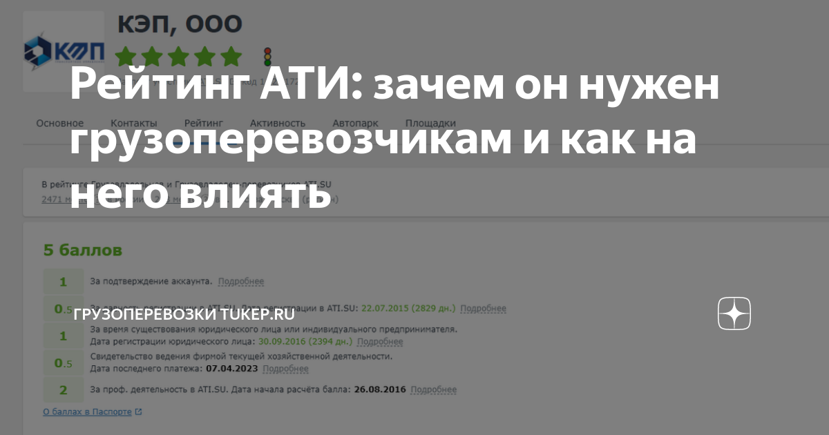 Рейтинг АТИ: зачем он нужен грузоперевозчикам и как на него влиять ...