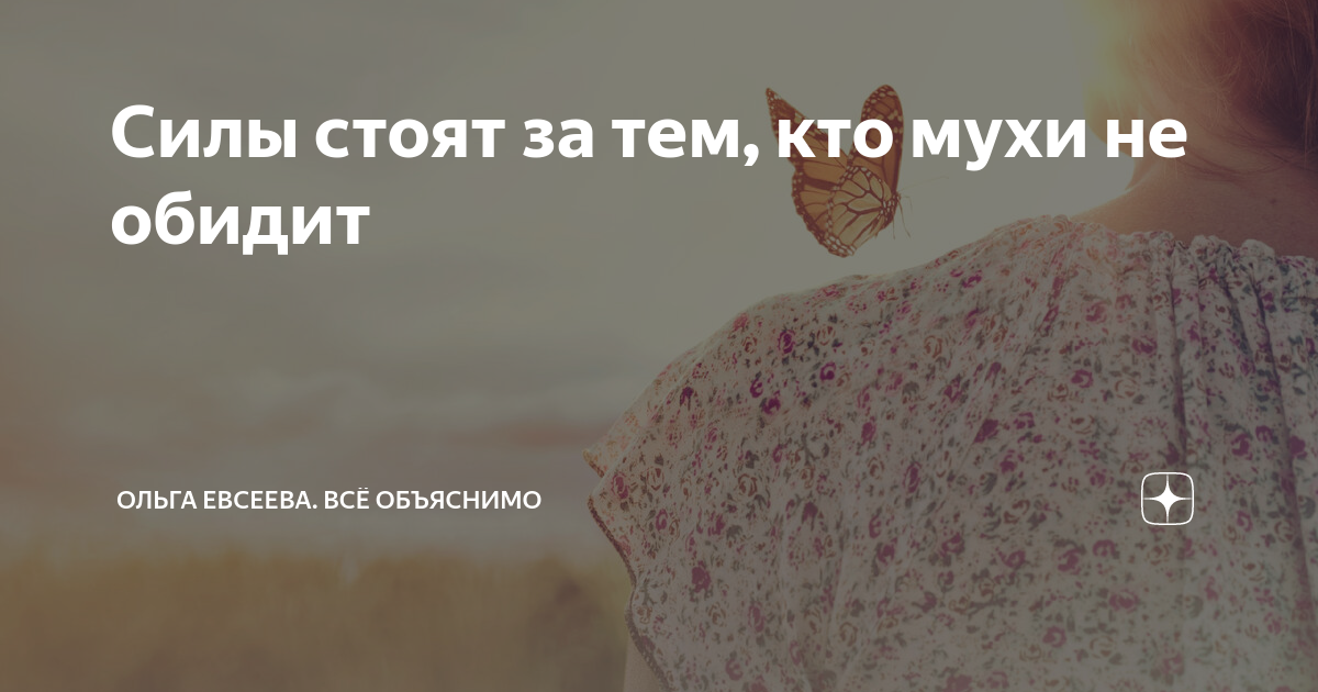 Силы стоят за тем, кто мухи не обидит | Ольга Евсеева. Всё объяснимо | Дзен