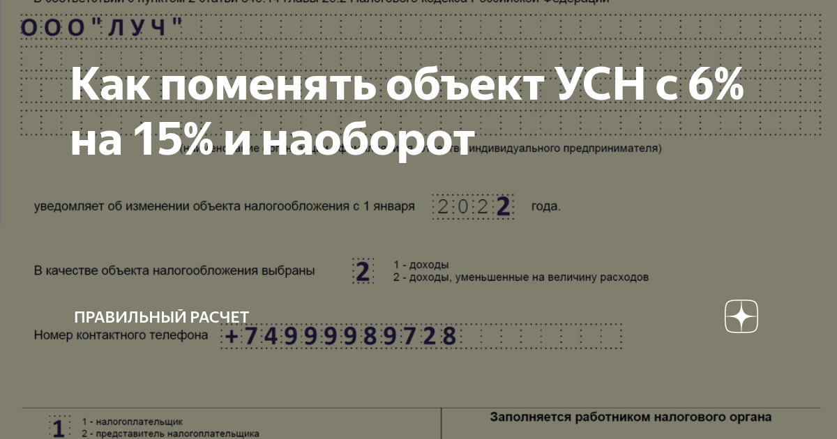 Как поменять объект УСН с 6% на 15% и наоборот | Правильный расчет | Дзен