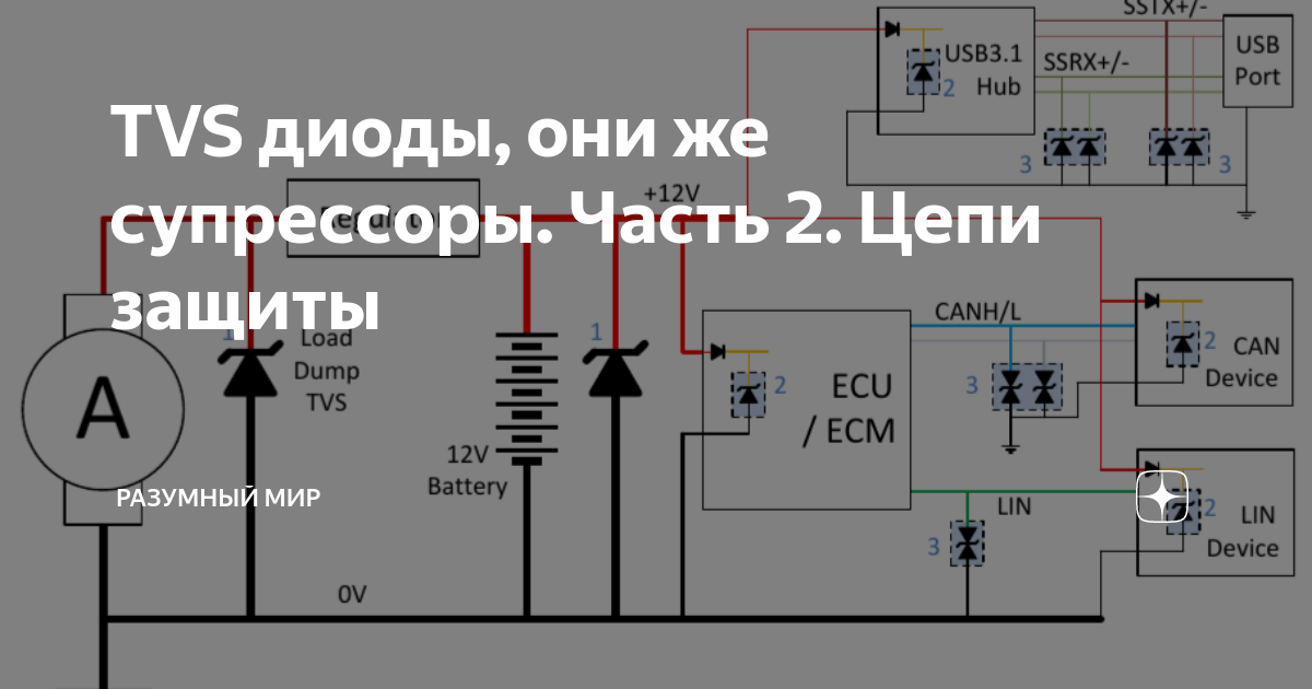 TVS диоды, они же супрессоры. Часть 2. Цепи защиты | Разумный мир | Дзен