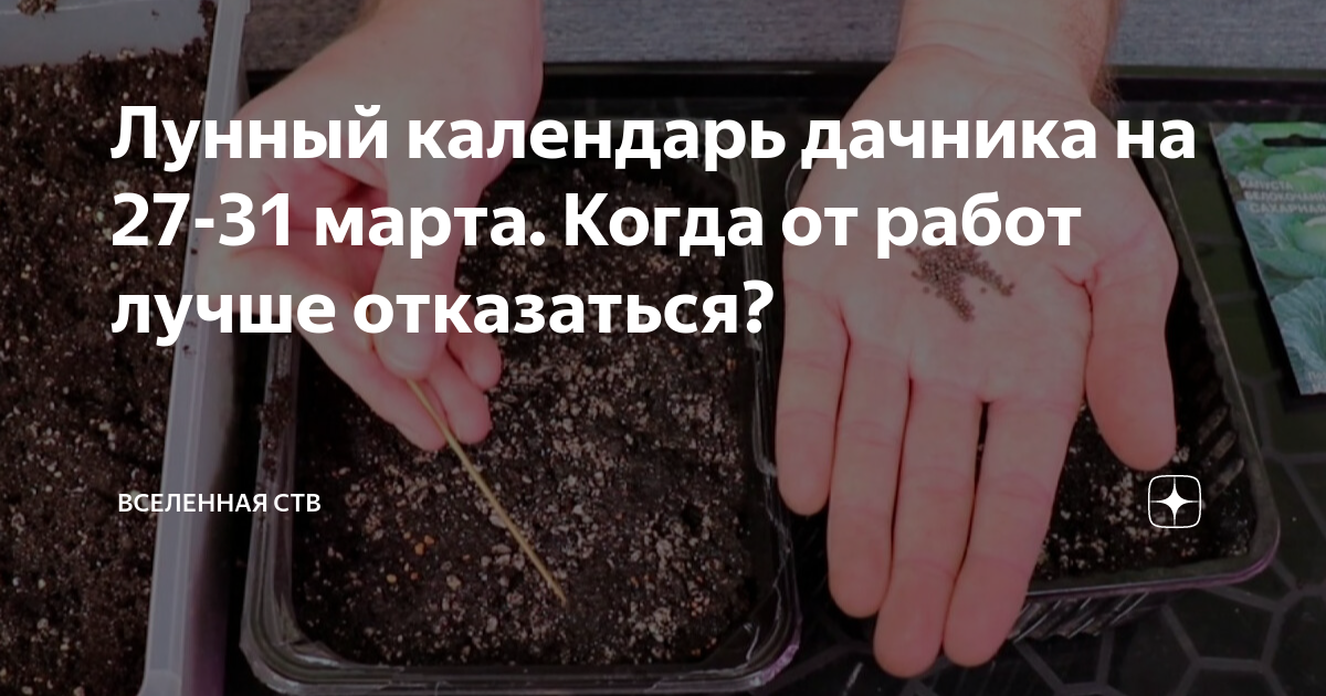 Лунный календарь дачника на 27-31 марта. Когда от работ лучше ...