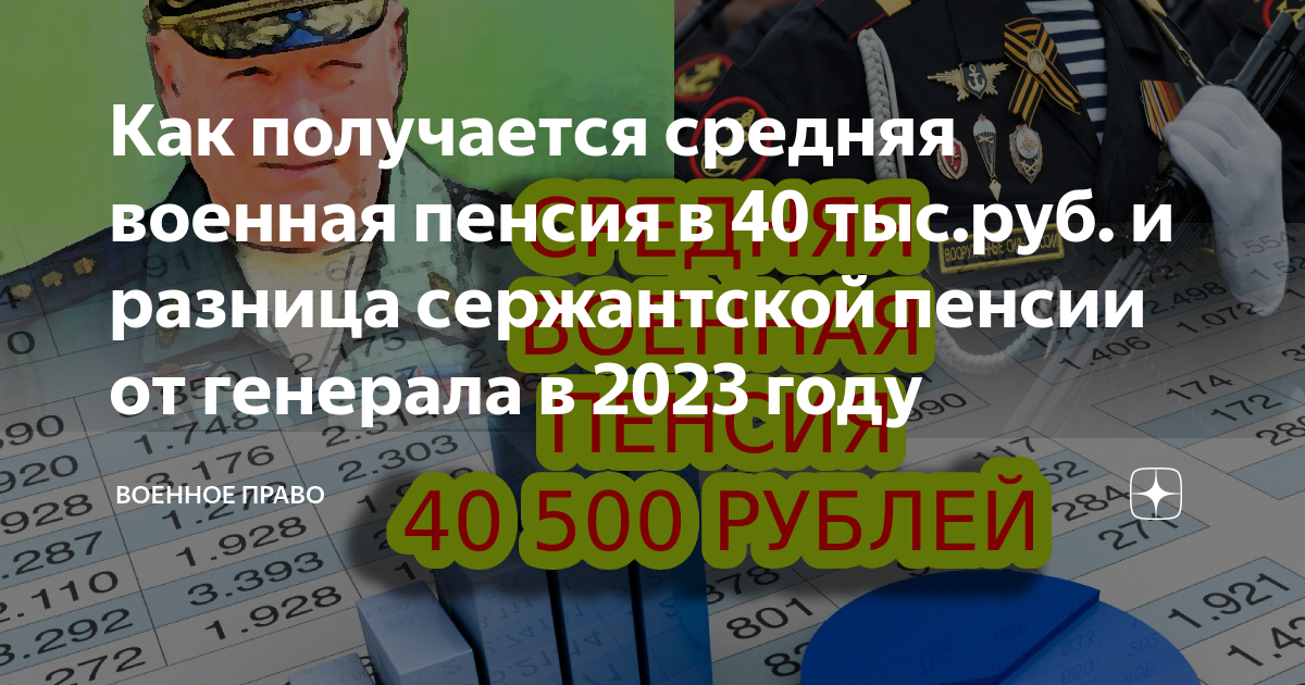 Как получается средняя военная пенсия в 40 тыс.руб. и разница ...