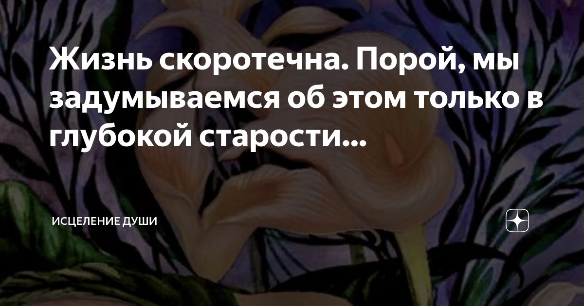 Жизнь скоротечна. Порой, мы задумываемся об этом только в глубокой ...