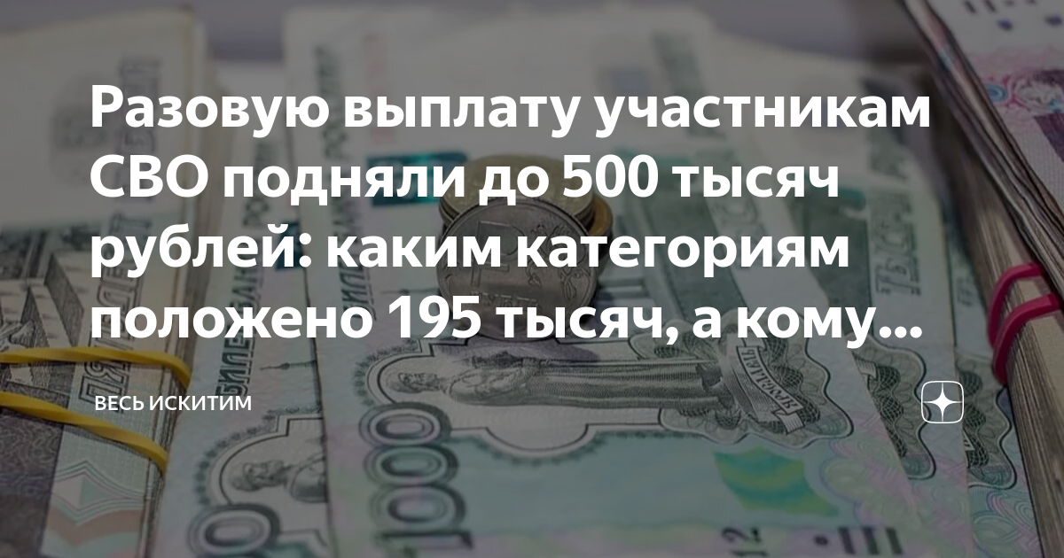 Единовременная выплата участникам сво 2024