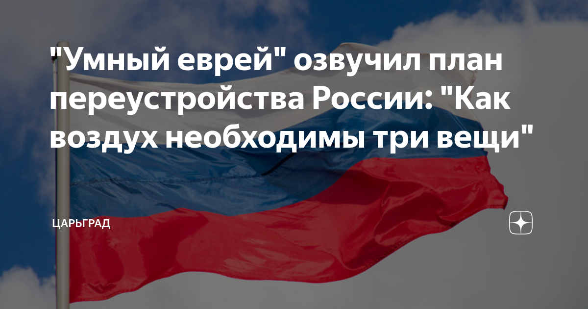 "Умный еврей" озвучил план переустройства России: "Как воздух ...
