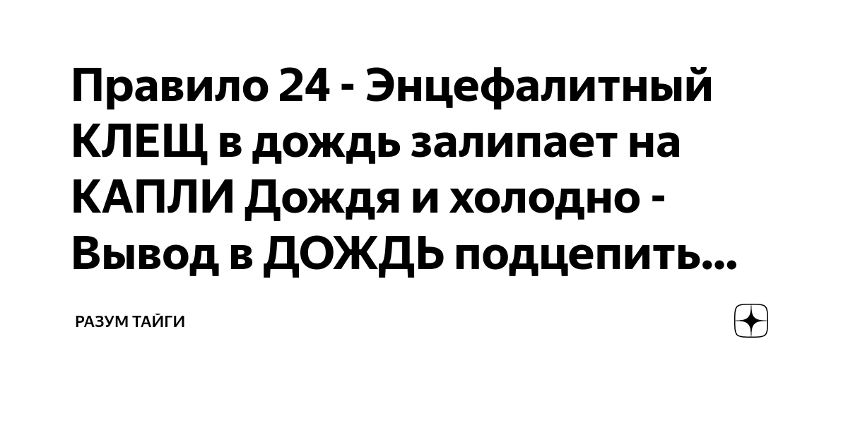 Правило 24 - Энцефалитный КЛЕЩ в дождь залипает на КАПЛИ Дождя и ...