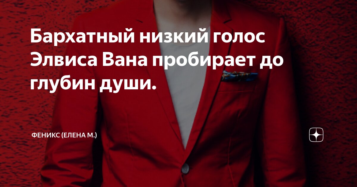 Бархатный низкий голос Элвиса Вана пробирает до глубин души. | ФЕНИКС ...