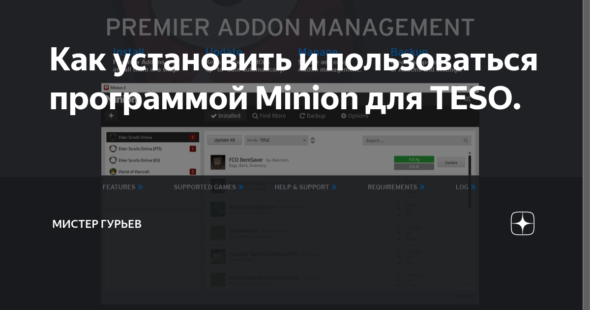 Minion teso как настроить