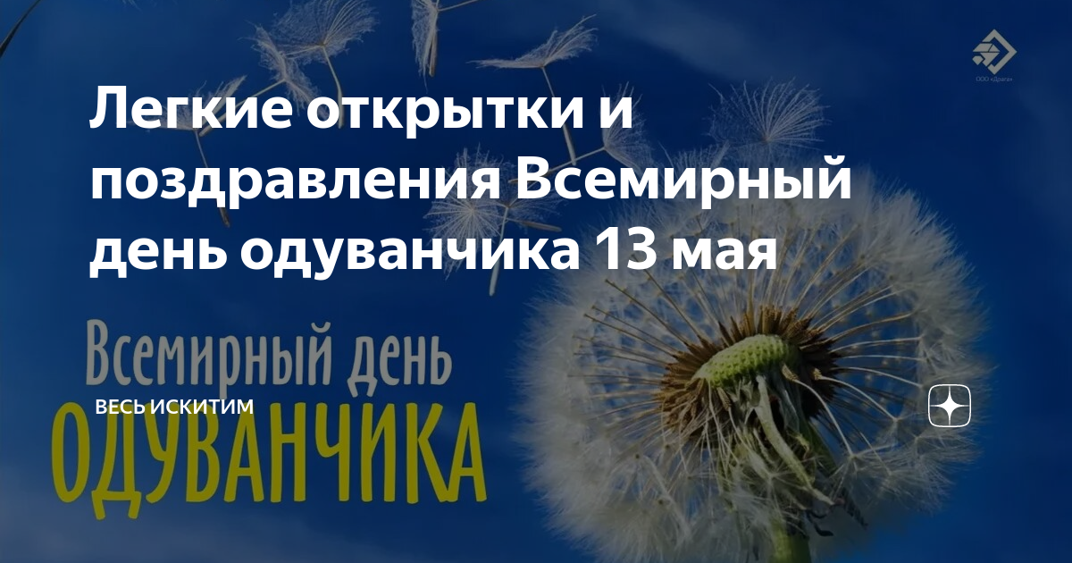 Всемирный день одуванчика 13 мая картинки