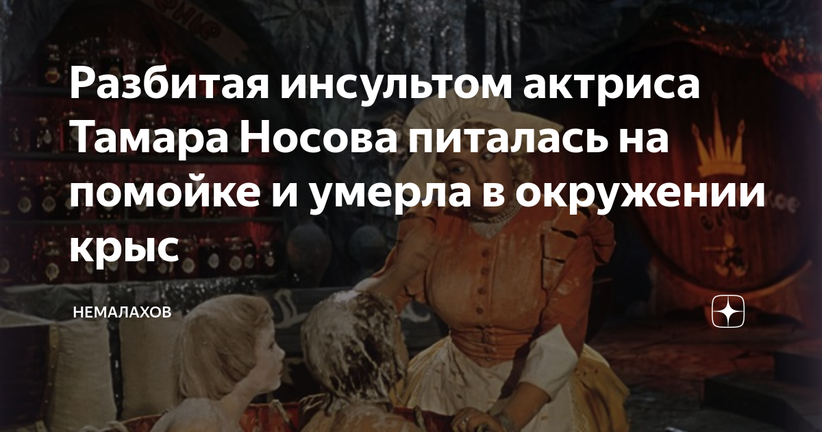 Разбитая инсультом актриса Тамара Носова питалась на помойке и умерла в ...