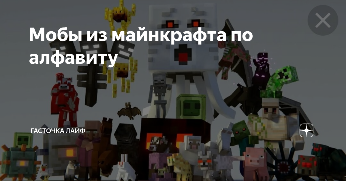 Мобы из майнкрафта по алфавиту | Гасточка Лайф | Дзен