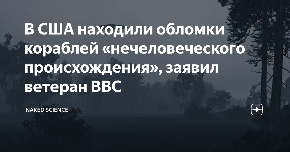 В США находили обломки кораблей нечеловеческого происхождения заявил ветеран ВВС Naked