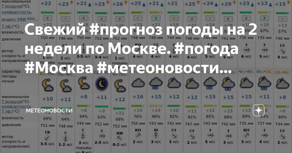 Карта погоды в москве на 14 дней