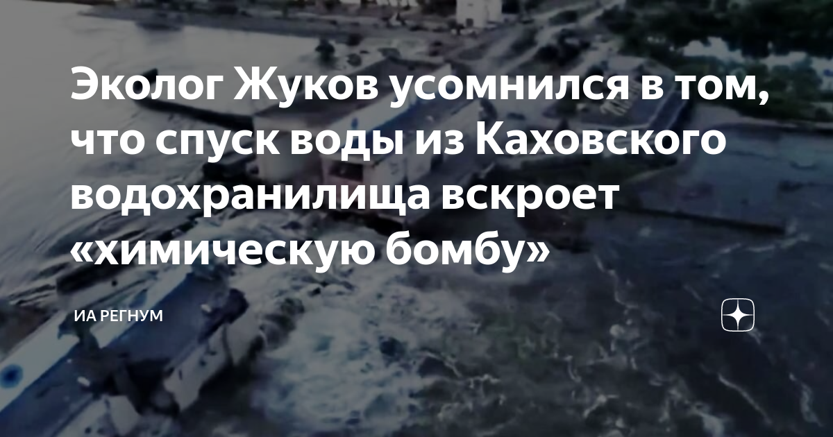 Эколог Жуков усомнился в том, что спуск воды из Каховского водохранилища вскроет химическую бомбу