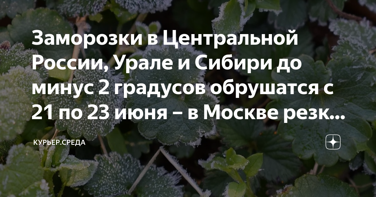 Заморозки в Центральной России, Урале и Сибири до минус 2 градусов ...