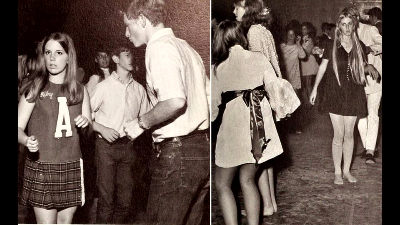 Give her time. Школьные вечеринки 1970-х. 1970s High School. Коллективный медленный танец. In her late Sixties.