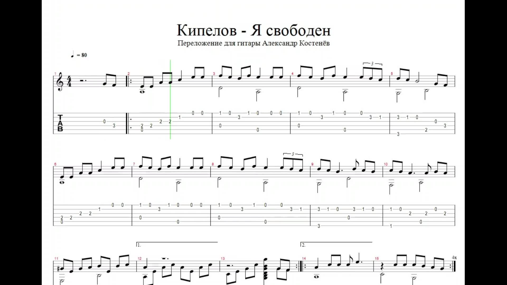 Я свободен на гитаре